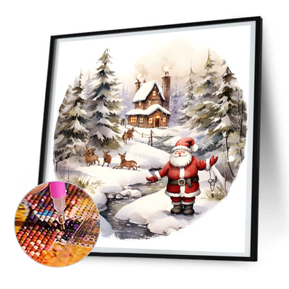 Santa In The Snow - Full Round Drill Diamond Painting 30*30CM