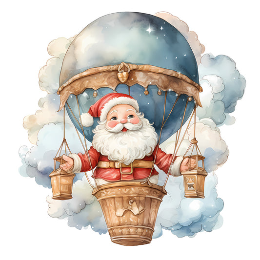 Hot Air Balloon Santa Claus - Full Round Drill Diamond Painting 30*30CM