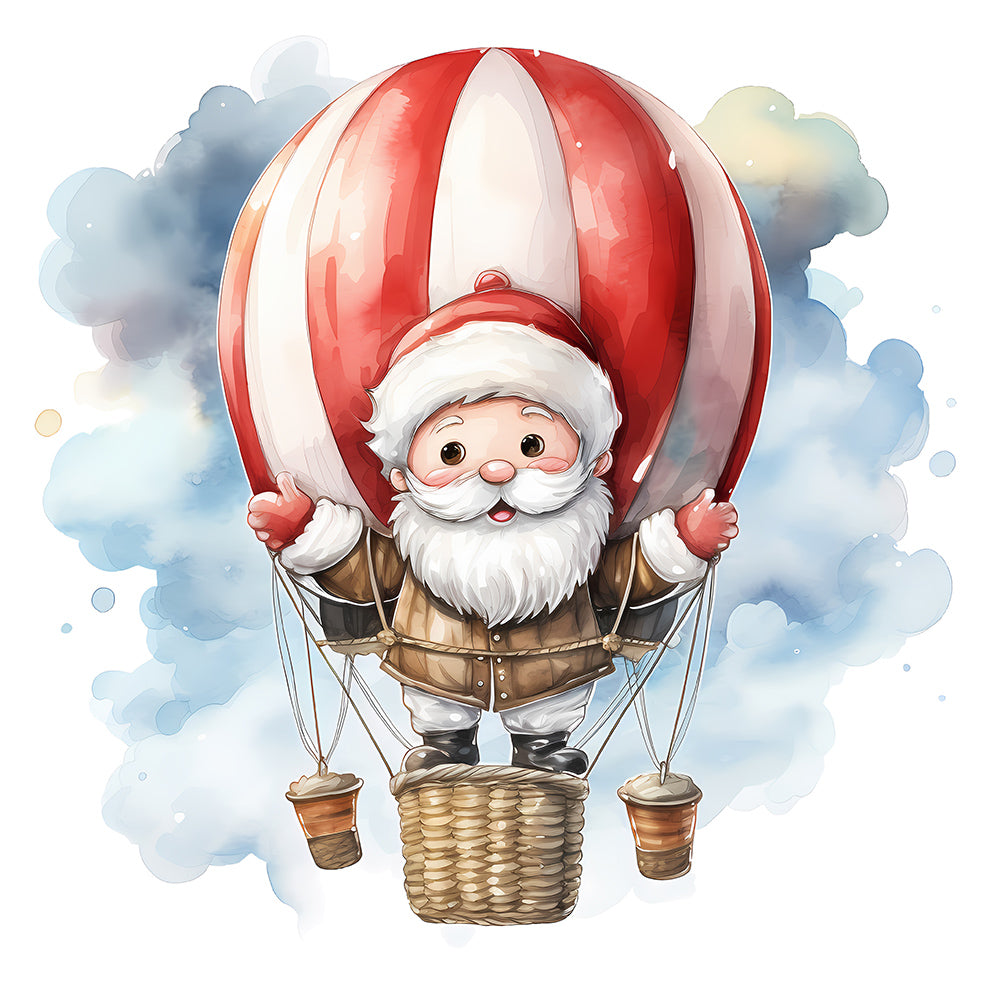 Hot Air Balloon Santa Claus - Full Round Drill Diamond Painting 30*30CM