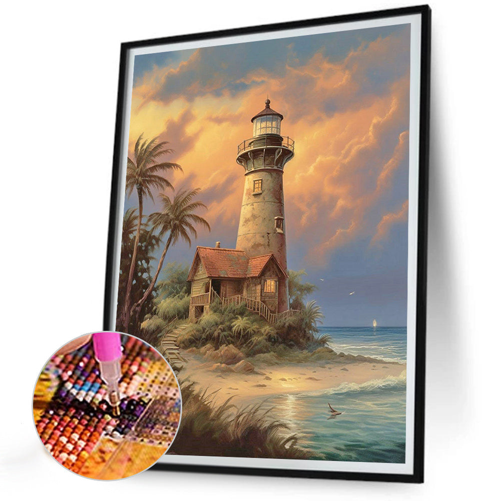 Lighthouse And Windmill - Full Round Drill Diamond Painting 30*40CM