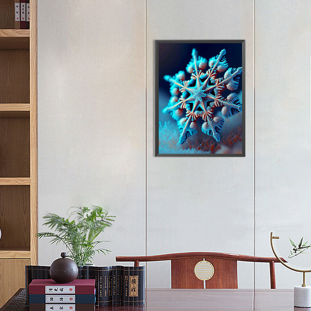 Blue Snowflakes - Full Round Drill Diamond Painting 30*40CM