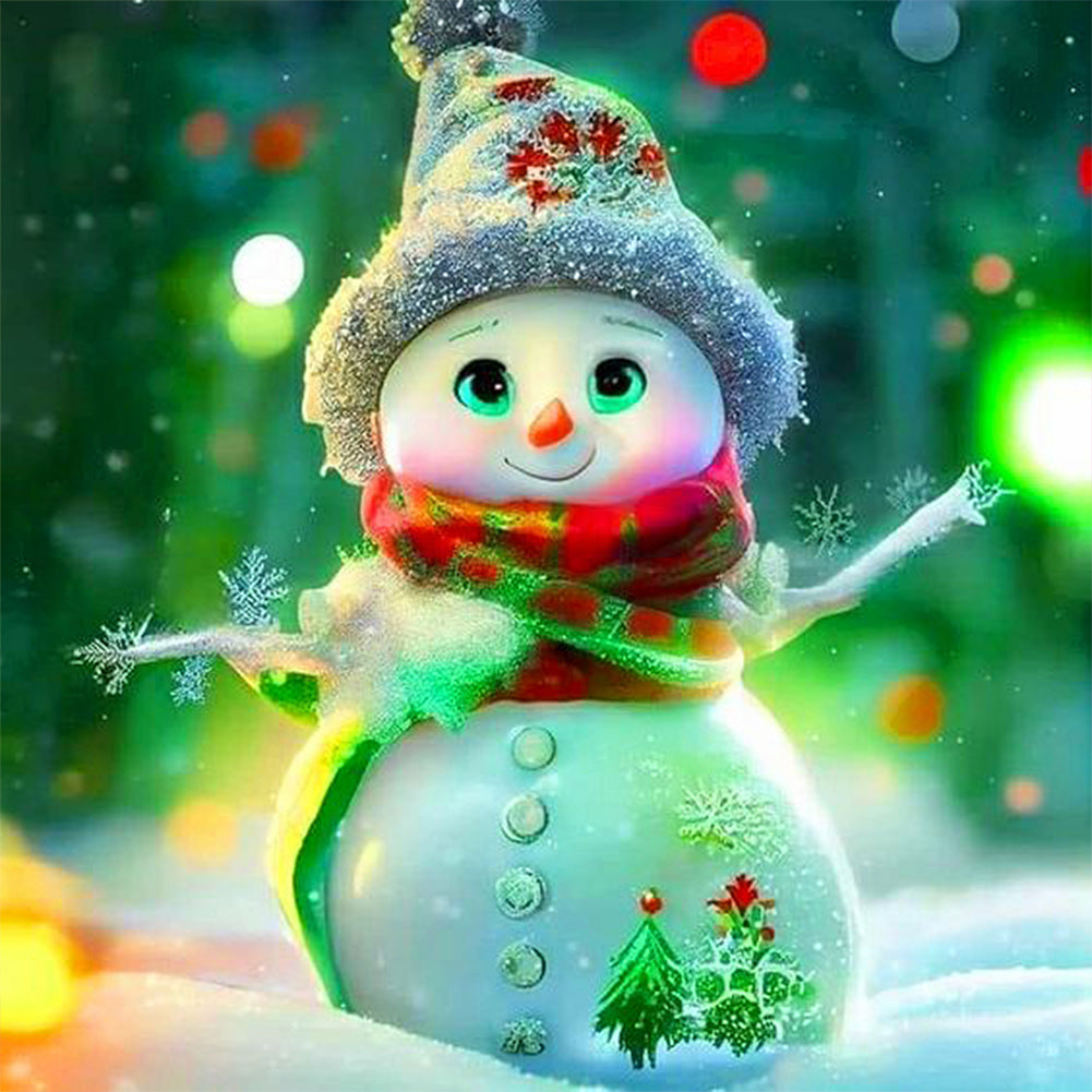 Fluorescent Snowman - Full Round Drill Diamond Painting 40*40CM