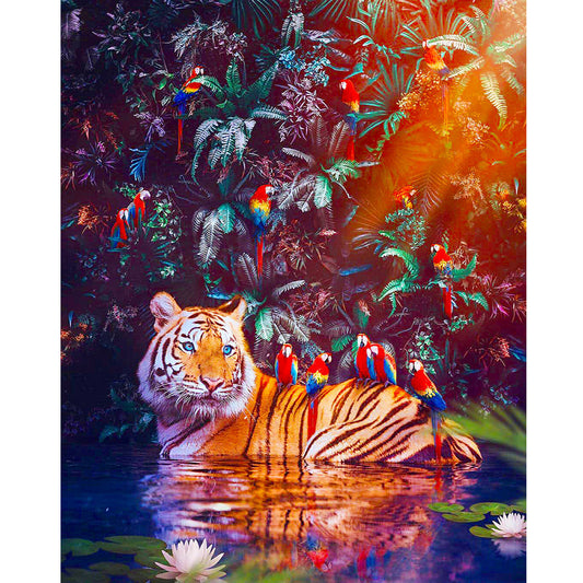 Tigers And Parrots - Full Round Drill Diamond Painting 40*50CM