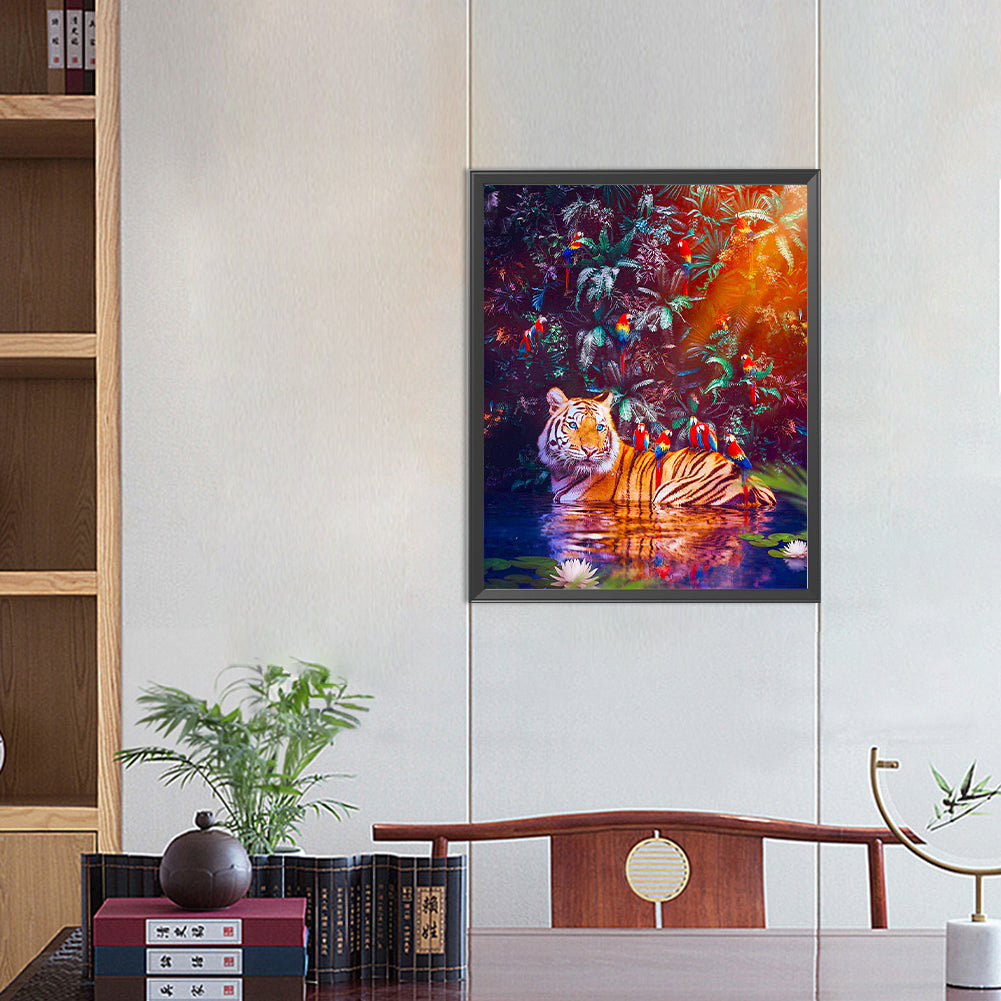 Tigers And Parrots - Full Round Drill Diamond Painting 40*50CM