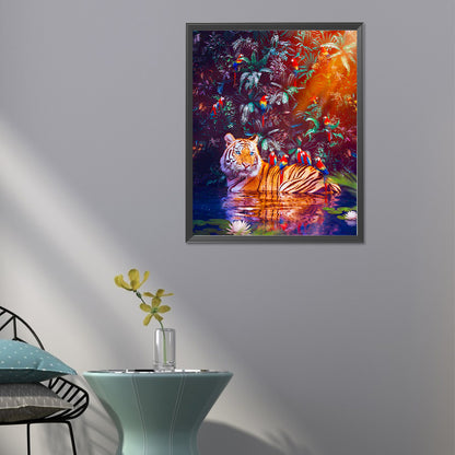 Tigers And Parrots - Full Round Drill Diamond Painting 40*50CM