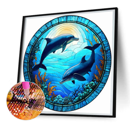 Medallion Dolphin - Full Round Drill Diamond Painting 30*30CM