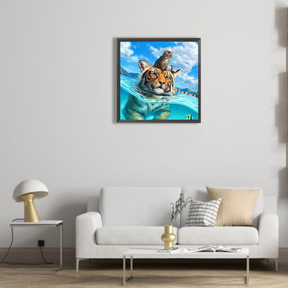 Swimming Tiger - Full Round Drill Diamond Painting 30*30CM