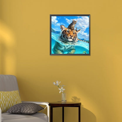 Swimming Tiger - Full Round Drill Diamond Painting 30*30CM