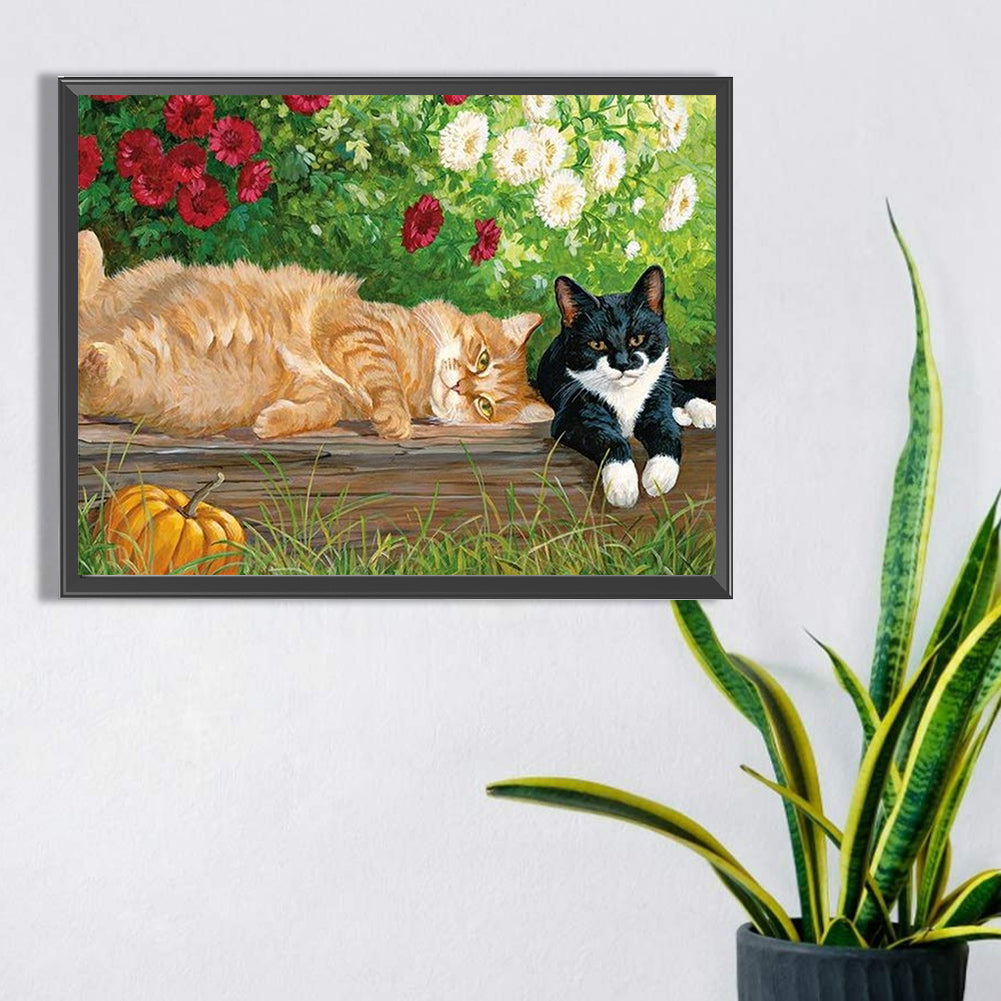 Flower Kitten - Full Square Drill Diamond Painting 40X30CM