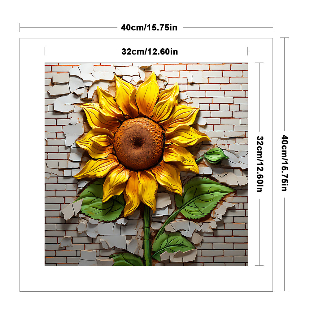 Flowers Growing In Cracks In Wall - 11CT Stamped Cross Stitch 40*40CM