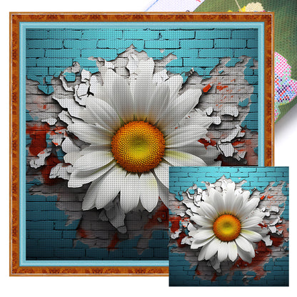 Flowers Growing In Cracks In Wall - 11CT Stamped Cross Stitch 40*40CM