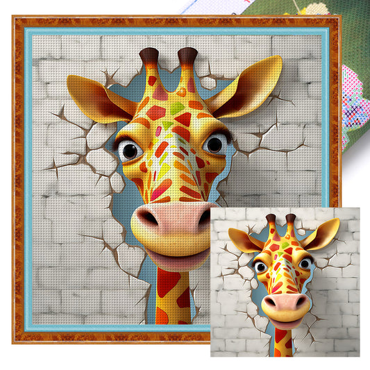 Giraffe Breaking Out Of The Wall - 11CT Stamped Cross Stitch 40*40CM