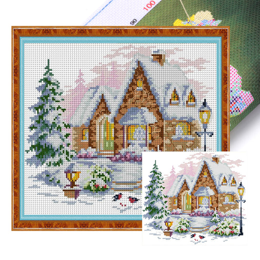 Winter Conservatory - 14CT Stamped Cross Stitch 30*26CM(Joy Sunday)