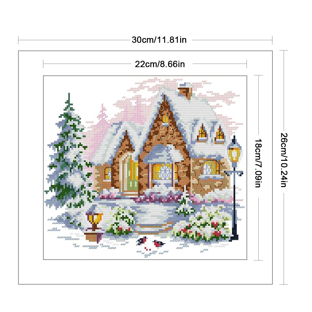 Winter Conservatory - 14CT Stamped Cross Stitch 30*26CM(Joy Sunday)