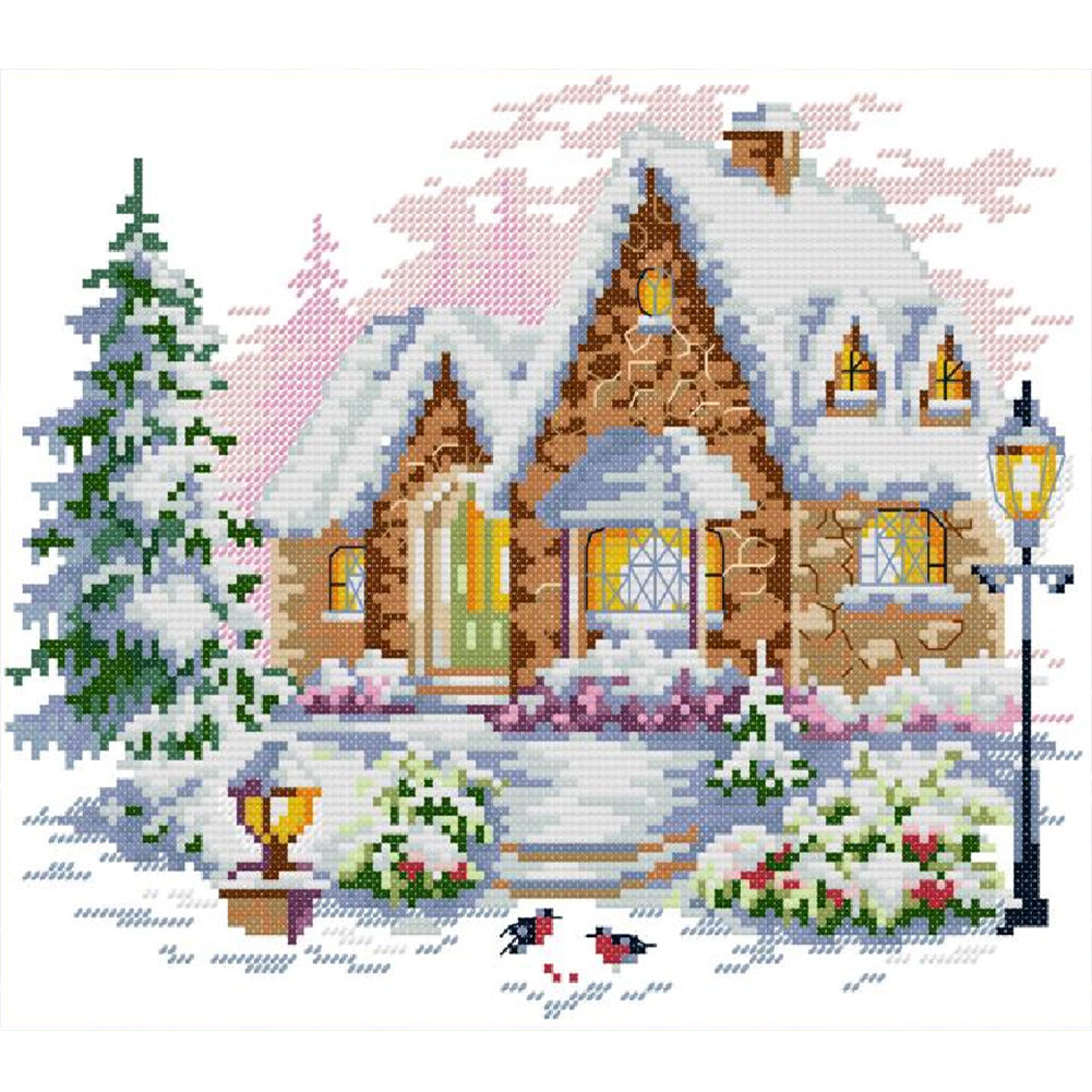 Winter Conservatory - 14CT Stamped Cross Stitch 30*26CM(Joy Sunday)