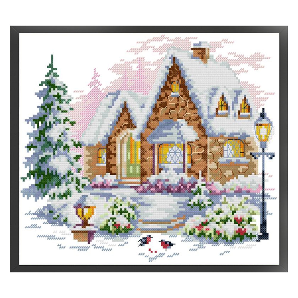 Winter Conservatory - 14CT Stamped Cross Stitch 30*26CM(Joy Sunday)