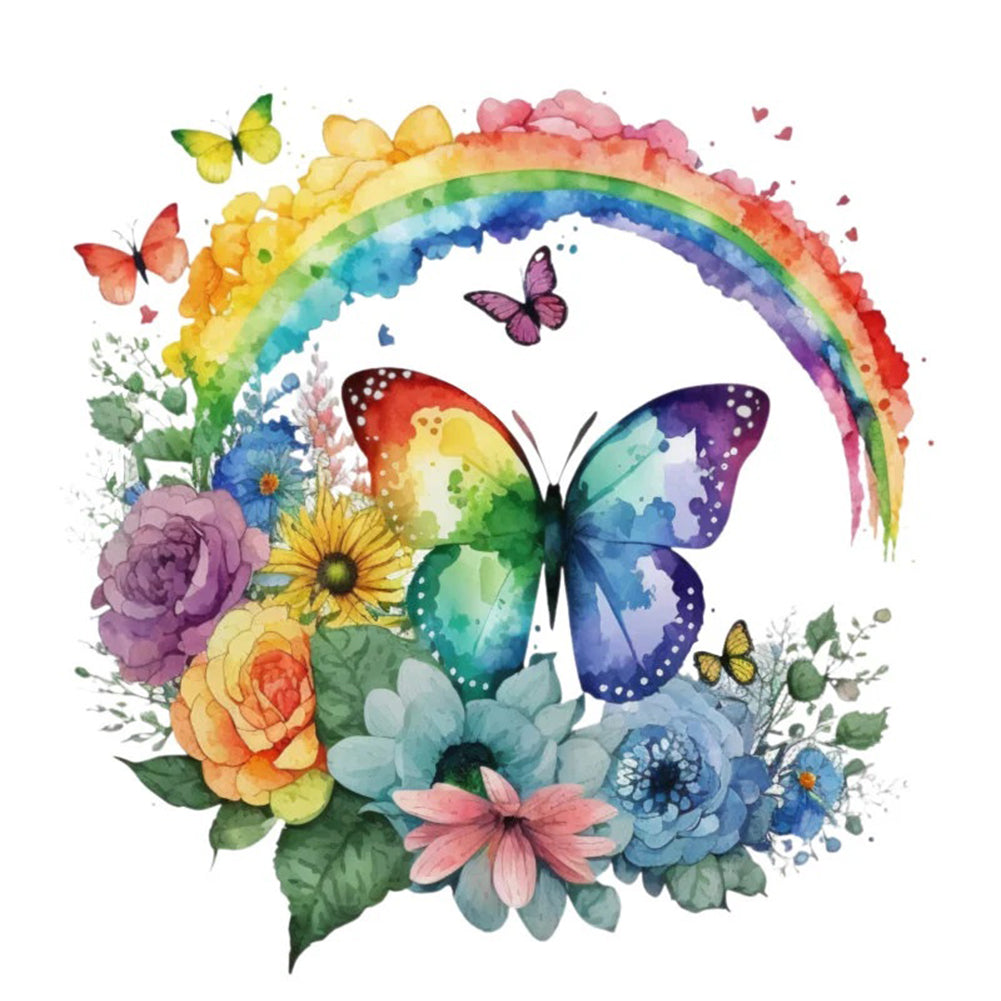 Butterflies And Rainbows - 18CT Stamped Cross Stitch 25*25CM