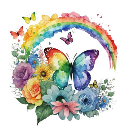 Butterflies And Rainbows - 18CT Stamped Cross Stitch 25*25CM