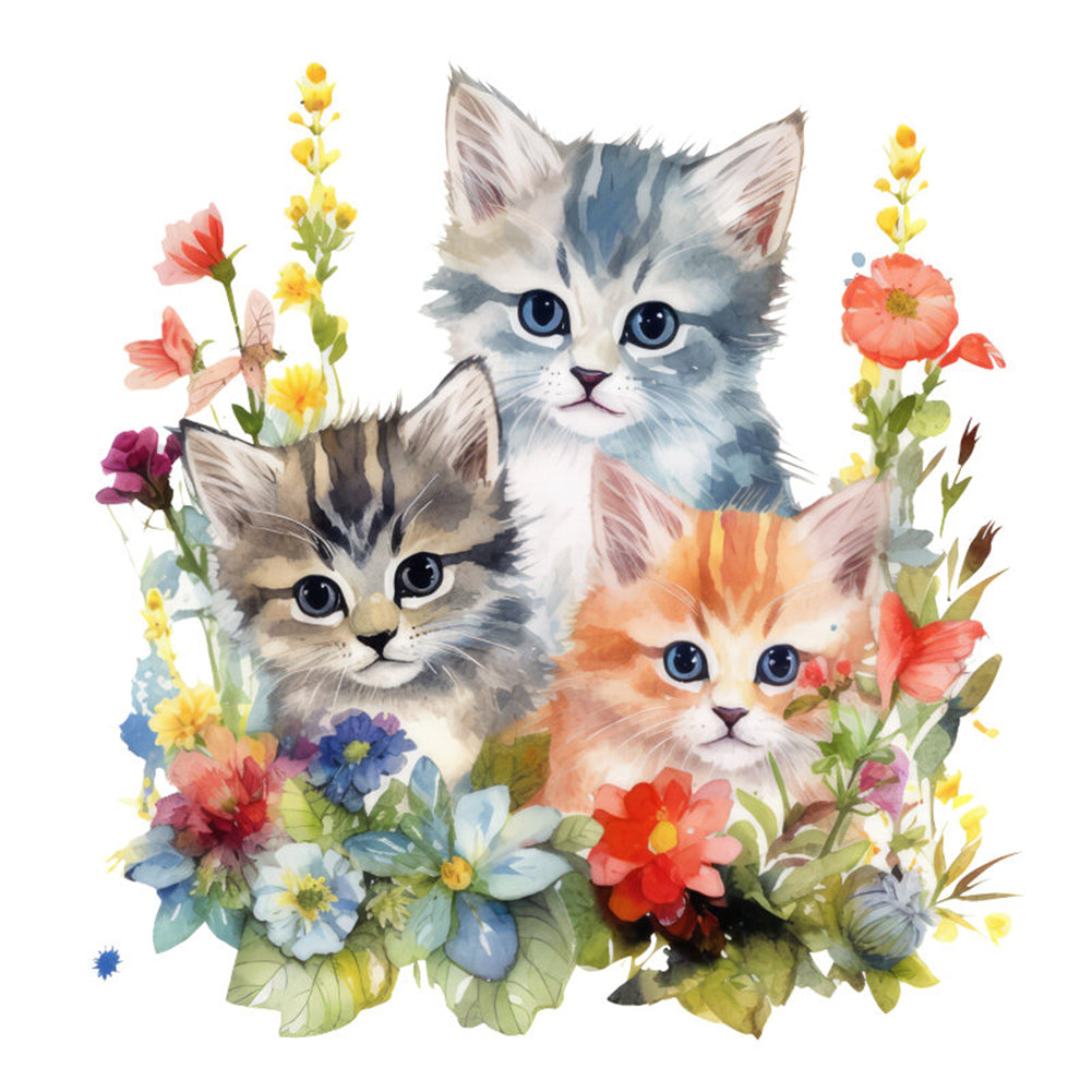 Three Kittens - 18CT Stamped Cross Stitch 25*25CM