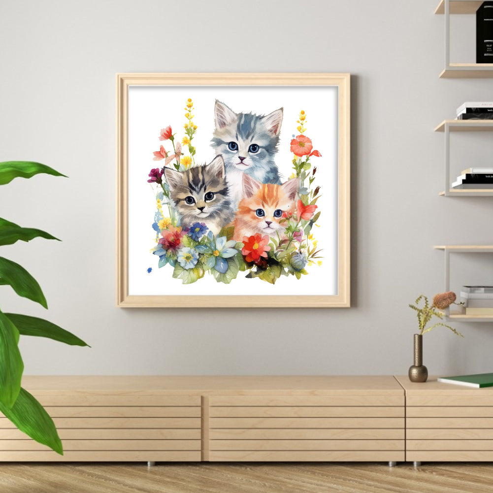 Three Kittens - 18CT Stamped Cross Stitch 25*25CM