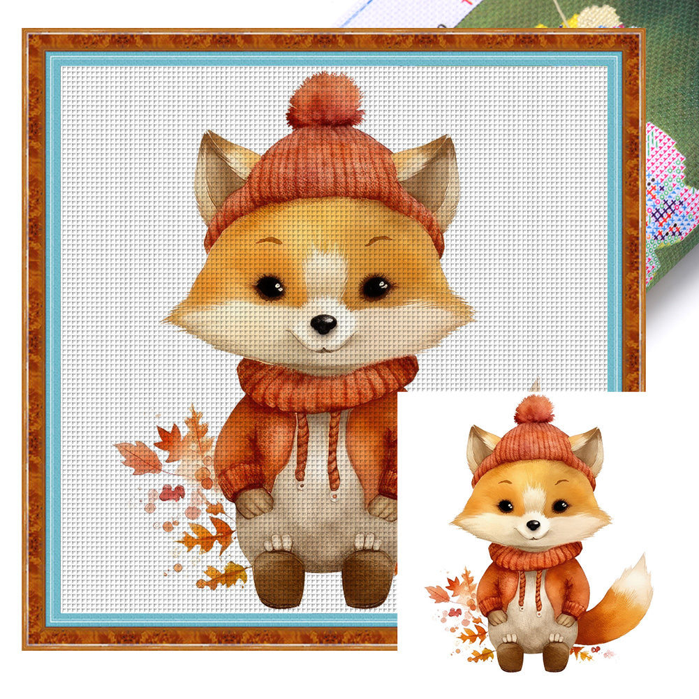 Fox - 18CT Stamped Cross Stitch 25*25CM