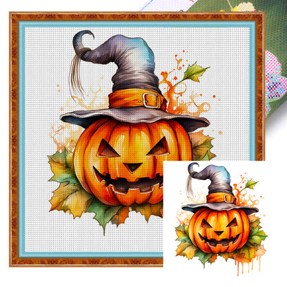 Halloween Pumpkin - 18CT Stamped Cross Stitch 25*25CM