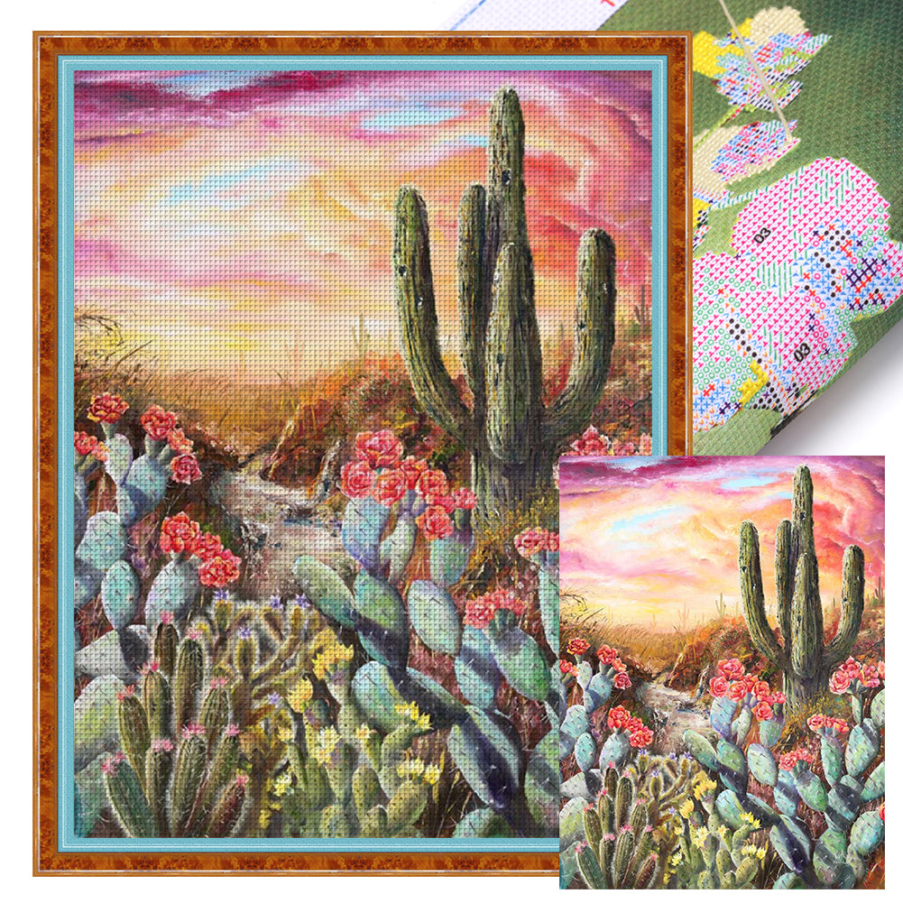 Desert Cactus Flower - 11CT Stamped Cross Stitch 45*60CM