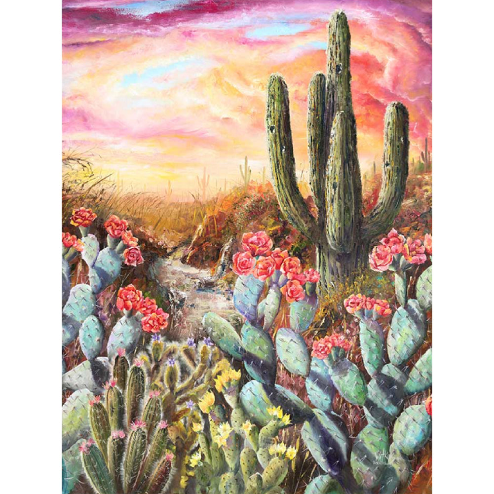 Desert Cactus Flower - 11CT Stamped Cross Stitch 45*60CM