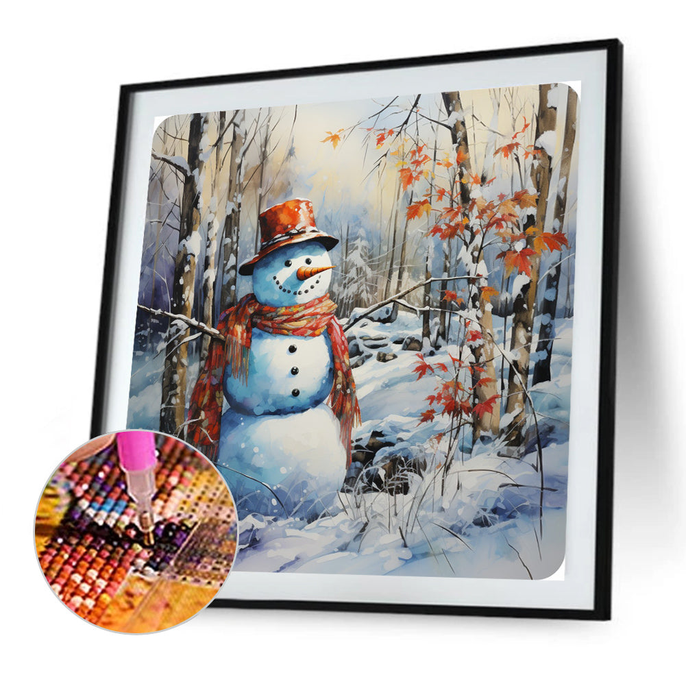 Winter Snowman - Full Round Drill Diamond Painting 40*40CM