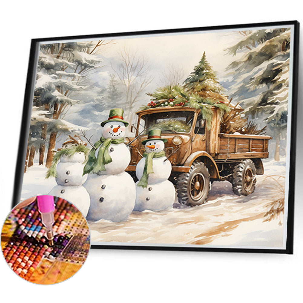 Winter Snowman - Full Round Drill Diamond Painting 45*40CM