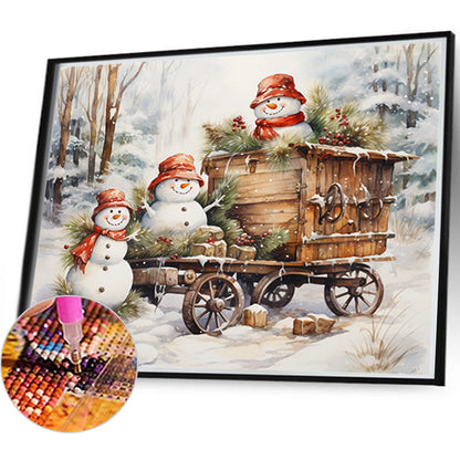 Winter Snowman - Full Round Drill Diamond Painting 45*40CM