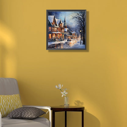 Winter Snow Street - Full Round Drill Diamond Painting 40*40CM