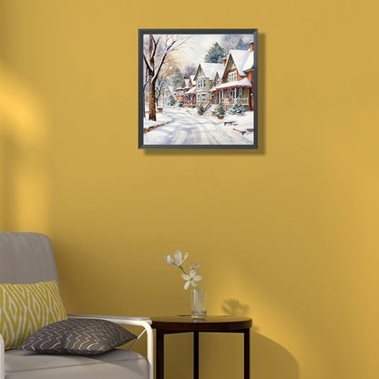 Winter Snow Street - Full Round Drill Diamond Painting 40*40CM