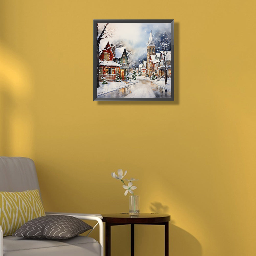 Winter Snow Street - Full Round Drill Diamond Painting 40*40CM