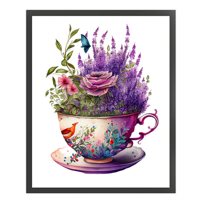 Tea Cup Flowers - 14CT Stamped Cross Stitch 40*50CM