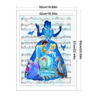 Silhouette-Princess Cinderella And The Prince Sheet Music - 11CT Stamped Cross Stitch 50*65CM