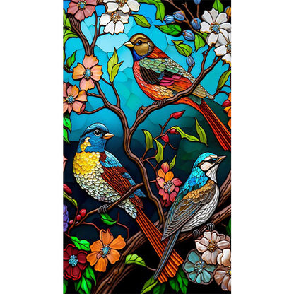 Flower And Bird Glass Painting - Full Square Drill Diamond Painting 40*70CM