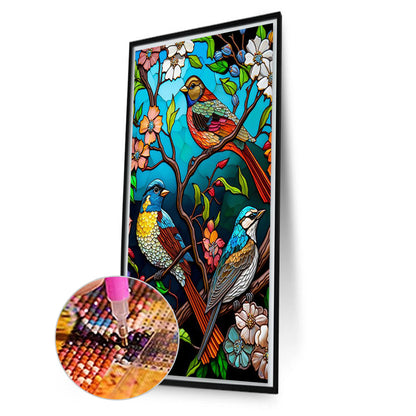 Flower And Bird Glass Painting - Full Square Drill Diamond Painting 40*70CM