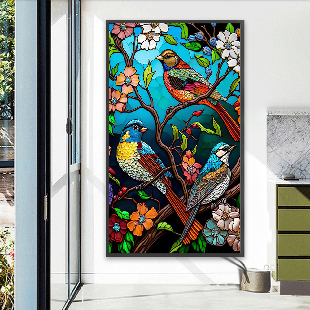 Flower And Bird Glass Painting - Full Square Drill Diamond Painting 40*70CM