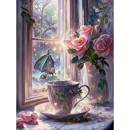 Flower Cup - Full AB Square Drill Diamond Painting 30*40CM