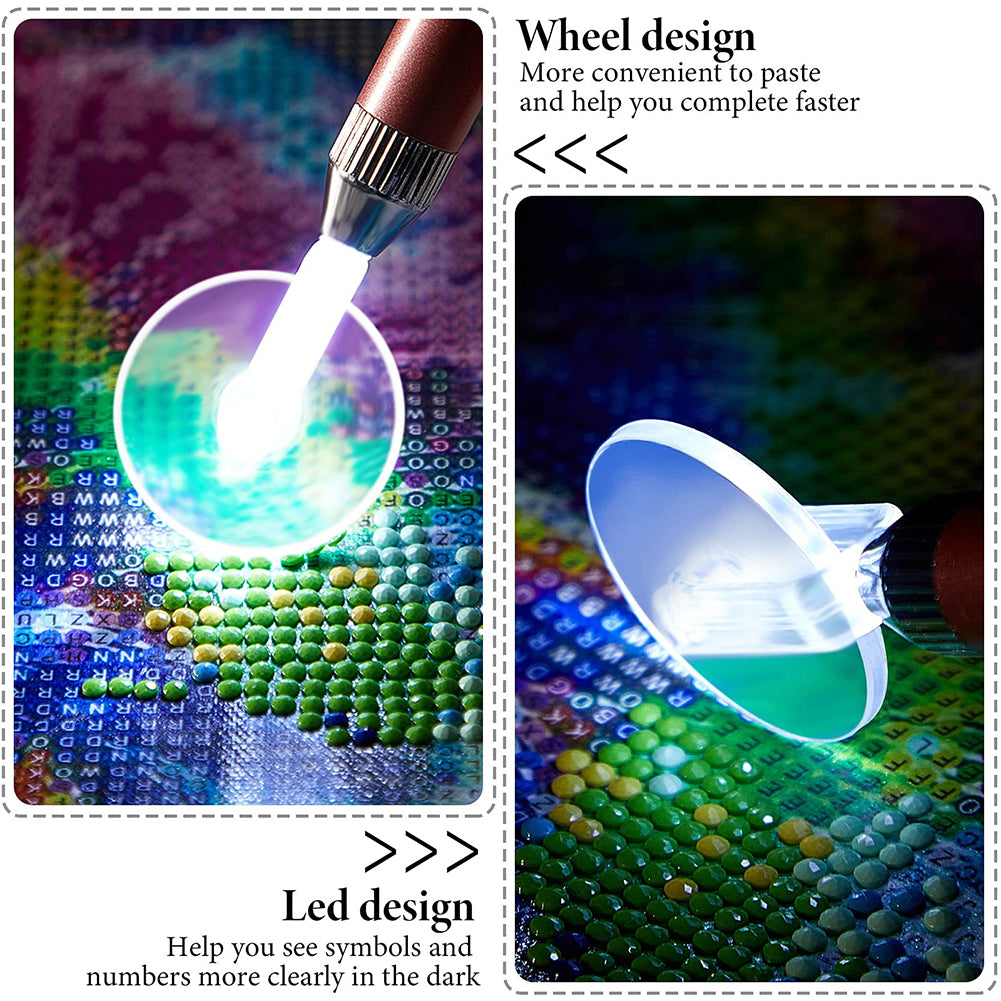 Diamond Painting Tools Kit Art Accessories Tools Detachable Drill Tips LED Light