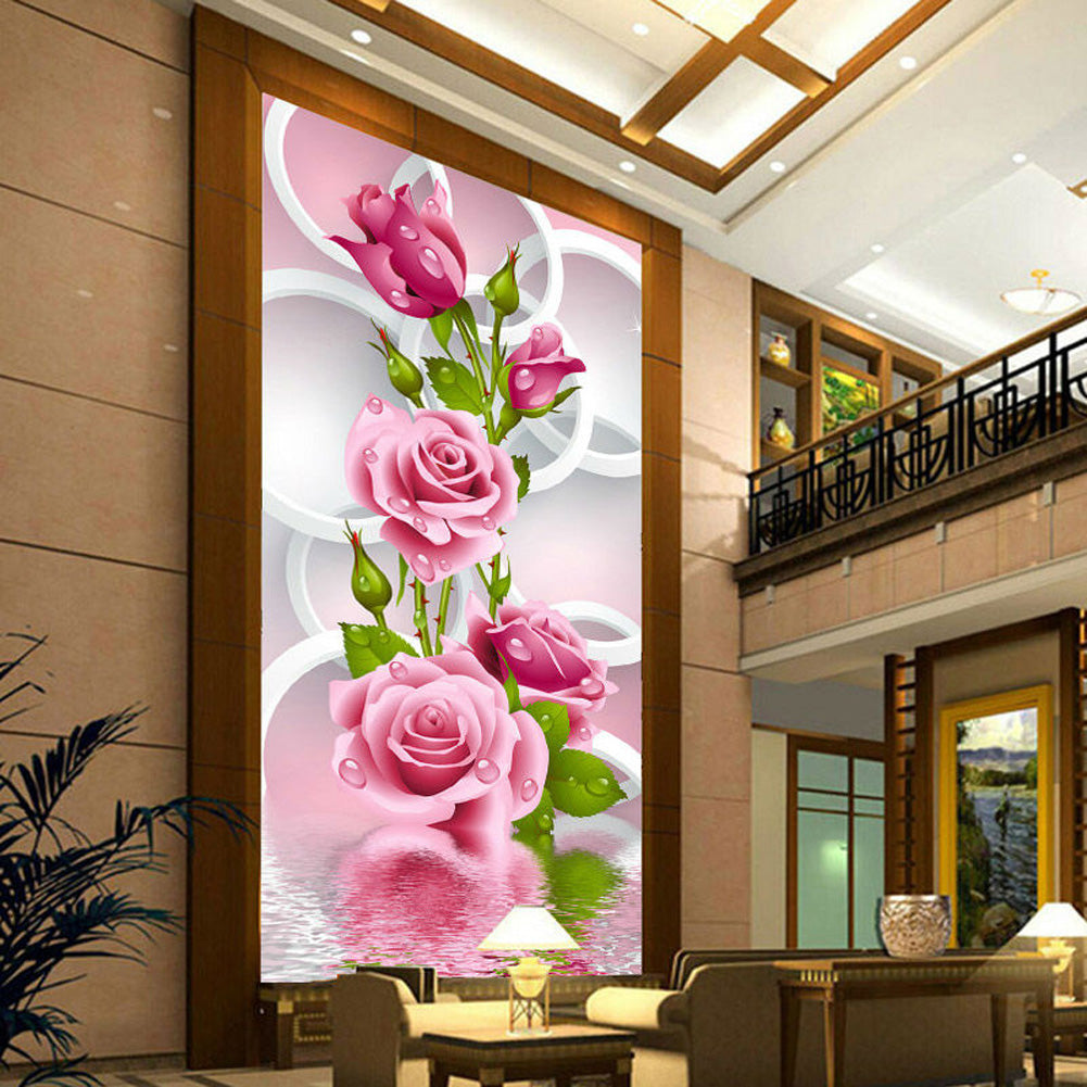 Rose Flower - Special Shaped Drill Diamond Painting 30*56CM