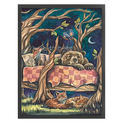 Bear And Squirrel In The Woods - 11CT Stamped Cross Stitch 50*65CM