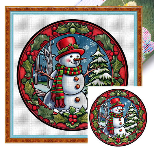 Christmas Snowman - 11CT Stamped Cross Stitch 40*40CM