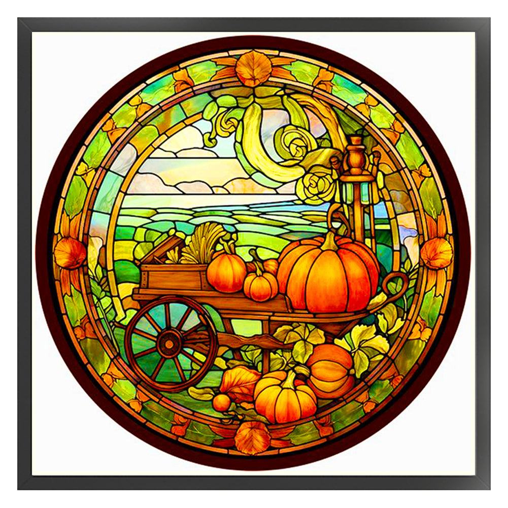 Glass Painting-Halloween Pumpkin - 11CT Stamped Cross Stitch 40*40CM