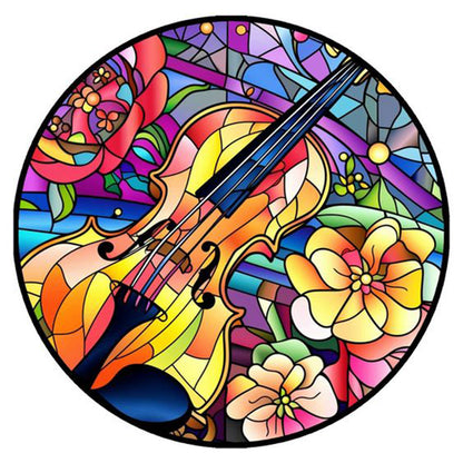 Glass Painting-Violin - 11CT Stamped Cross Stitch 40*40CM