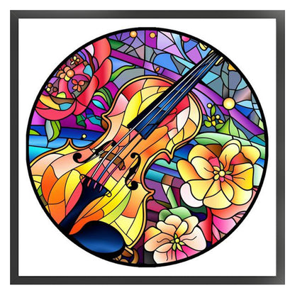 Glass Painting-Violin - 11CT Stamped Cross Stitch 40*40CM