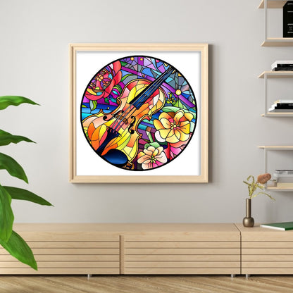 Glass Painting-Violin - 11CT Stamped Cross Stitch 40*40CM