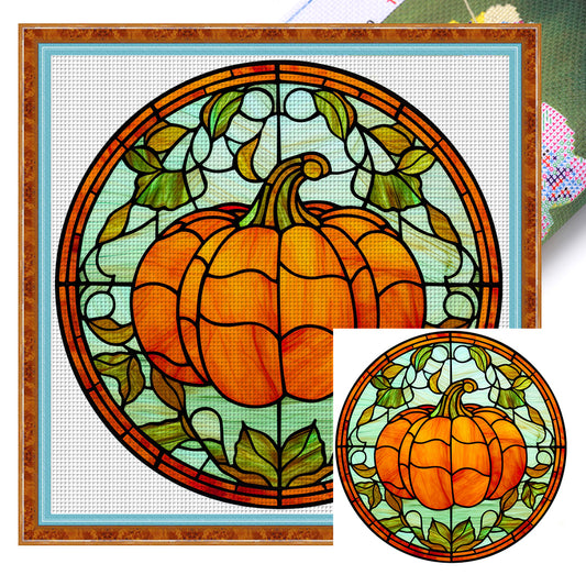 Glass Painting-Pumpkin - 11CT Stamped Cross Stitch 50*50CM