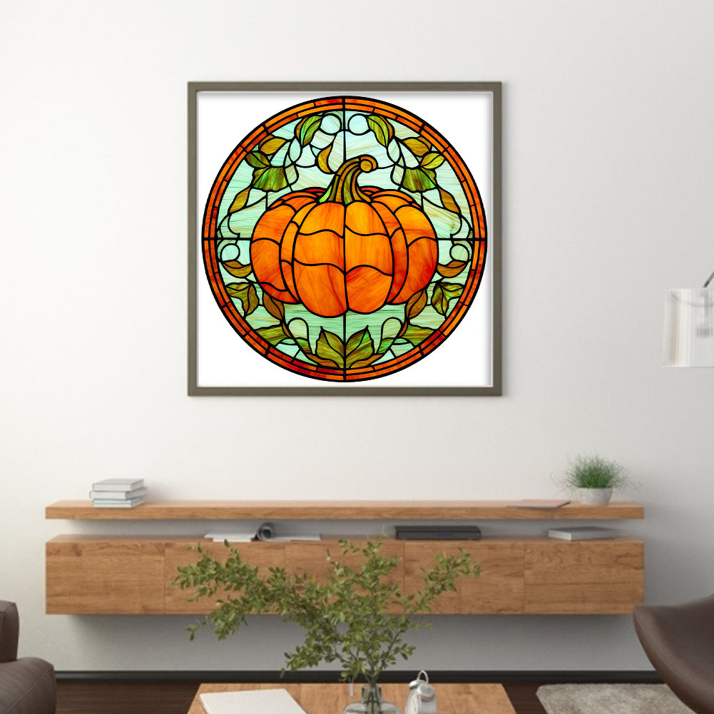 Glass Painting-Pumpkin - 11CT Stamped Cross Stitch 50*50CM